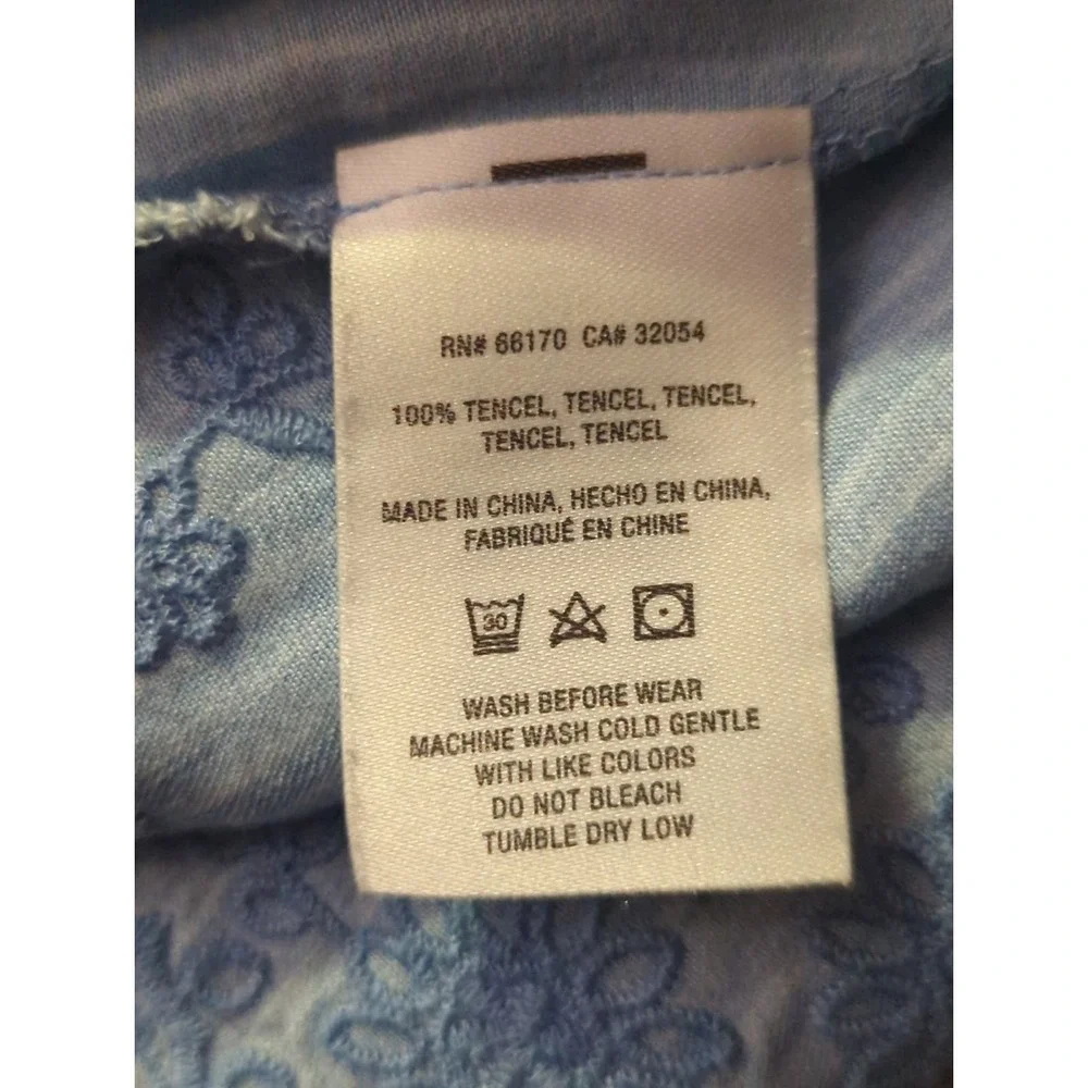 Michael Stars Dress 100% Tencel Blue Striped Sleeveless Embroidered‎ Size Small